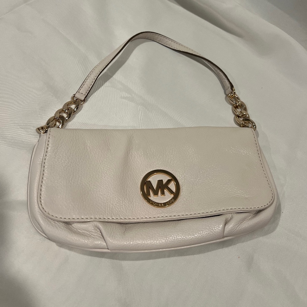 Michael Kors Small Shoulder Handbag Cream with Gold Hardware
